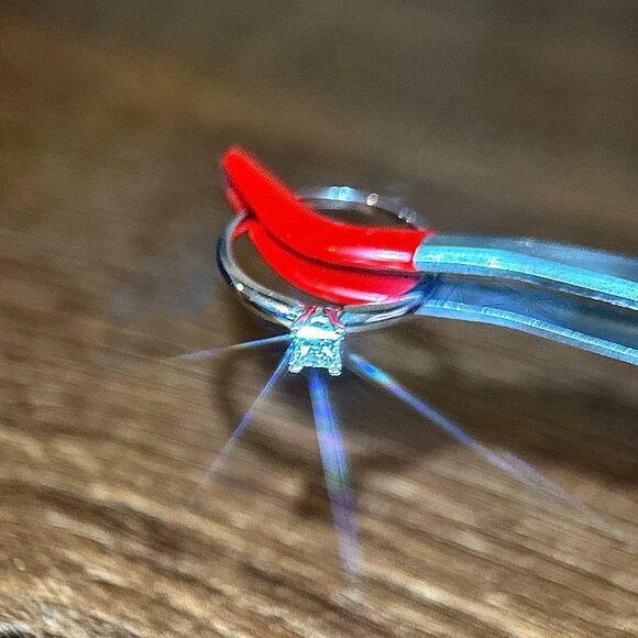 Small Princess Cut 14k Gold Diamond Ring - Picture 7 of 12